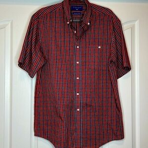 NWOT - Towncraft Men's Button Shirt - Med - Red/White/Black Check Short Sleeve